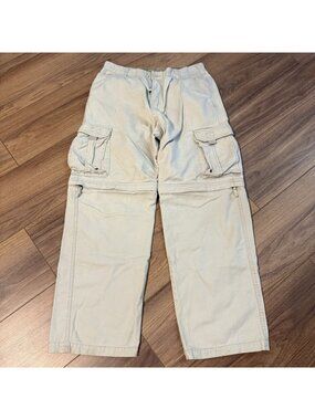 Plugg Cargo Convertible Pants Mens 33x32 Khaki Baggy Skate Y2K